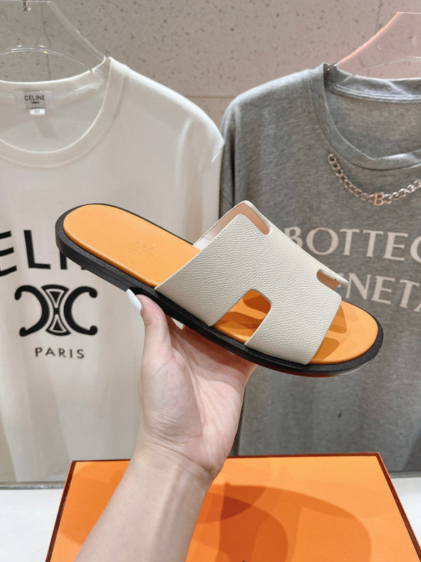 SANDALO IZMIR BIANCO CREMA MIX PELLE DI AGNELLO ARANCIONE CHIARO