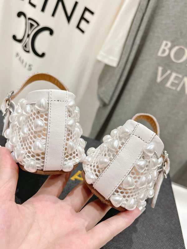 ALAIA PEARL MARY JANE SHOES IN WHITE MESH AND CALFSKIN