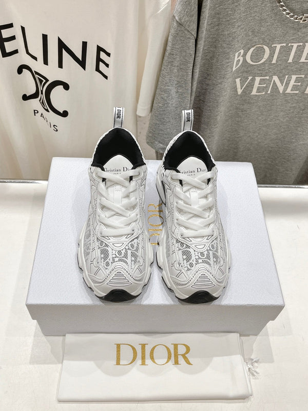 CD Vibe Sneaker White Black Polyester Mesh Fabric And Cowhide