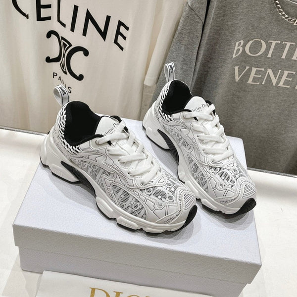 CD Vibe Sneaker White Black Polyester Mesh Fabric And Cowhide