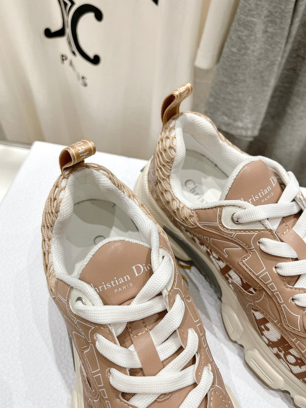 CD Vibe Sneaker Beige Brown Polyester Mesh Fabric And Cowhide