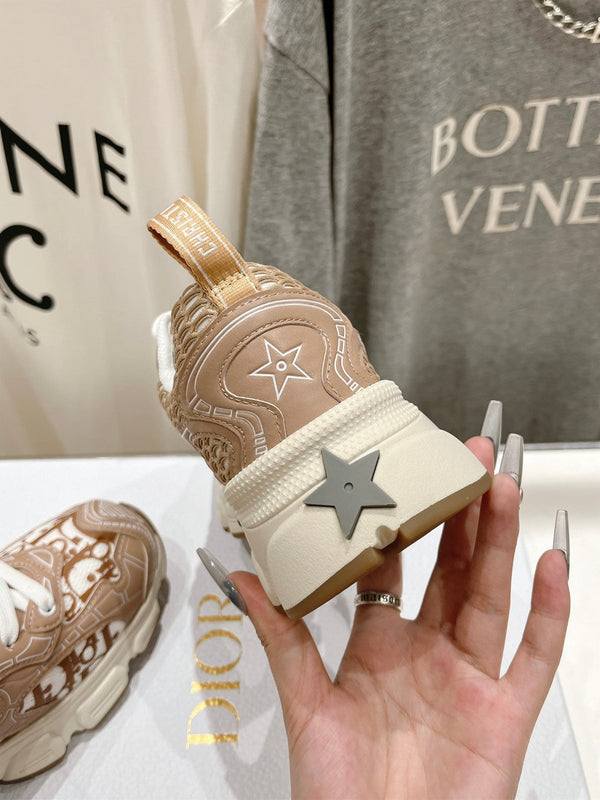 CD Vibe Sneaker Beige Brown Polyester Mesh Fabric And Cowhide