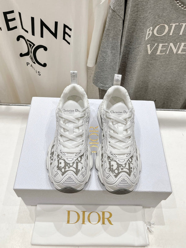 CD Vibe Sneaker White Grey Polyester Mesh Fabric And Cowhide