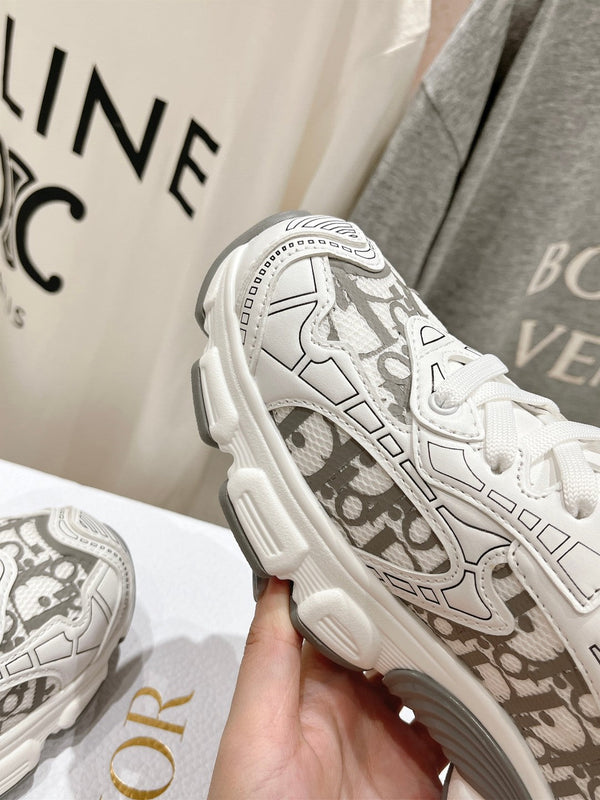 CD Vibe Sneaker White Grey Polyester Mesh Fabric And Cowhide