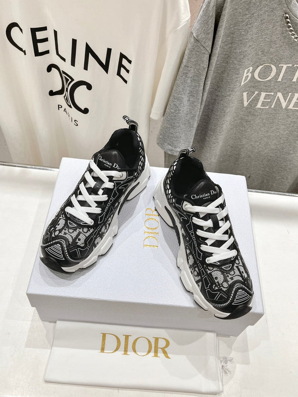 Sneaker CD Vibe in tessuto a rete di poliestere nero e pelle bovina