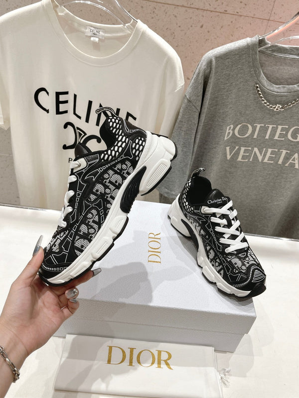 Sneaker CD Vibe in tessuto a rete di poliestere nero e pelle bovina