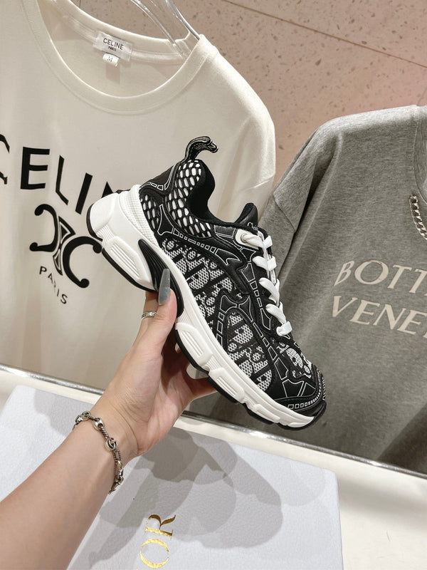 Sneaker CD Vibe in tessuto a rete di poliestere nero e pelle bovina