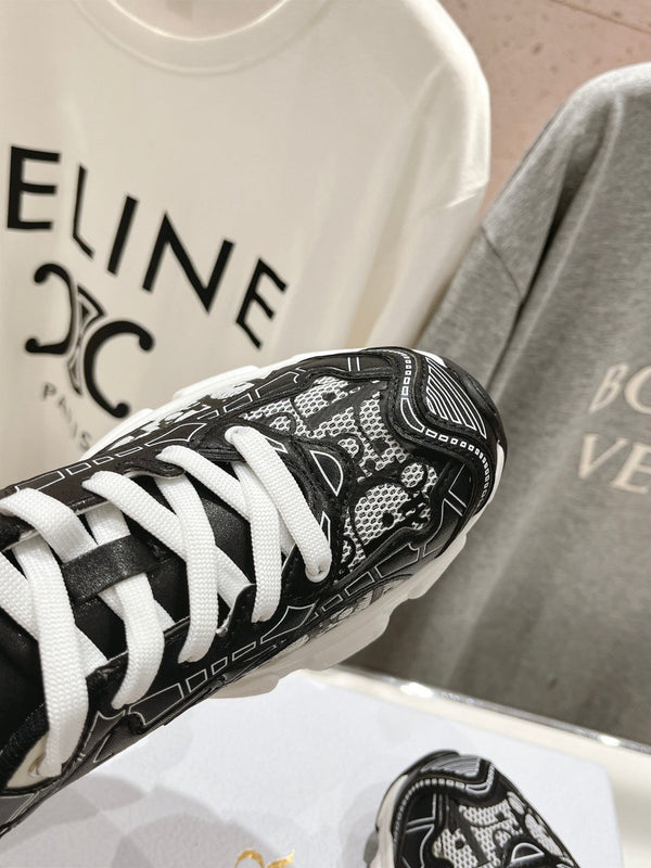 Sneaker CD Vibe in tessuto a rete di poliestere nero e pelle bovina