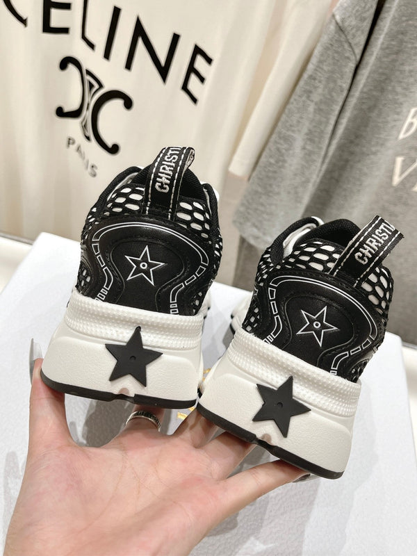 Sneaker CD Vibe in tessuto a rete di poliestere nero e pelle bovina