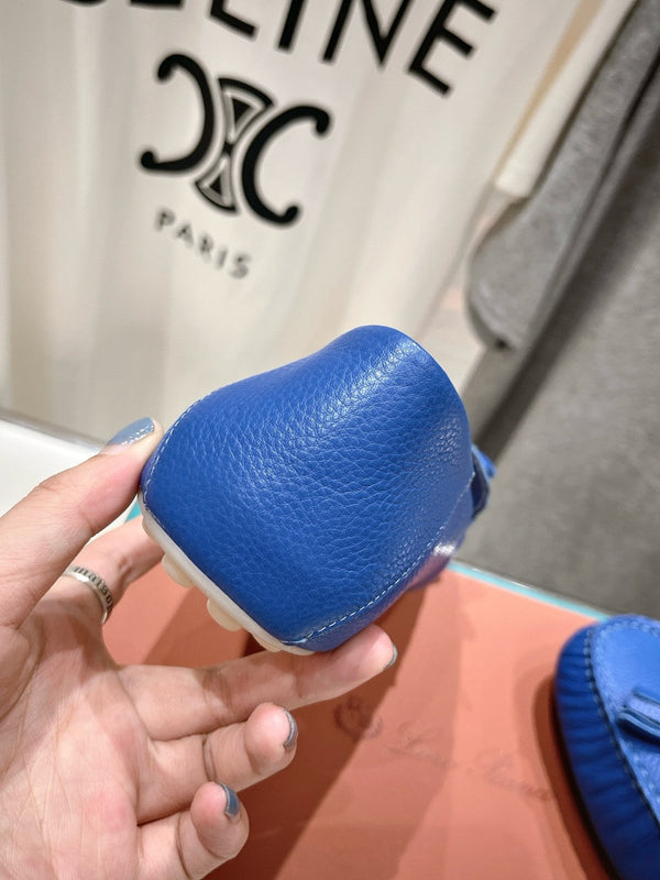 mocassino walk con suola a pois in pelle di vitello blu