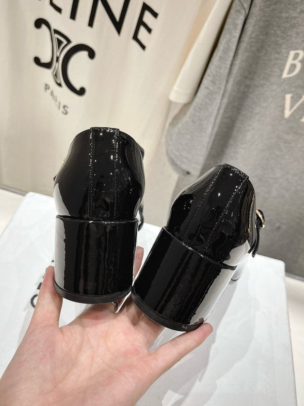 MEDIUM - HEEL MARY JANE SHOES IN BLACK GLOSSY CALFSKIN
