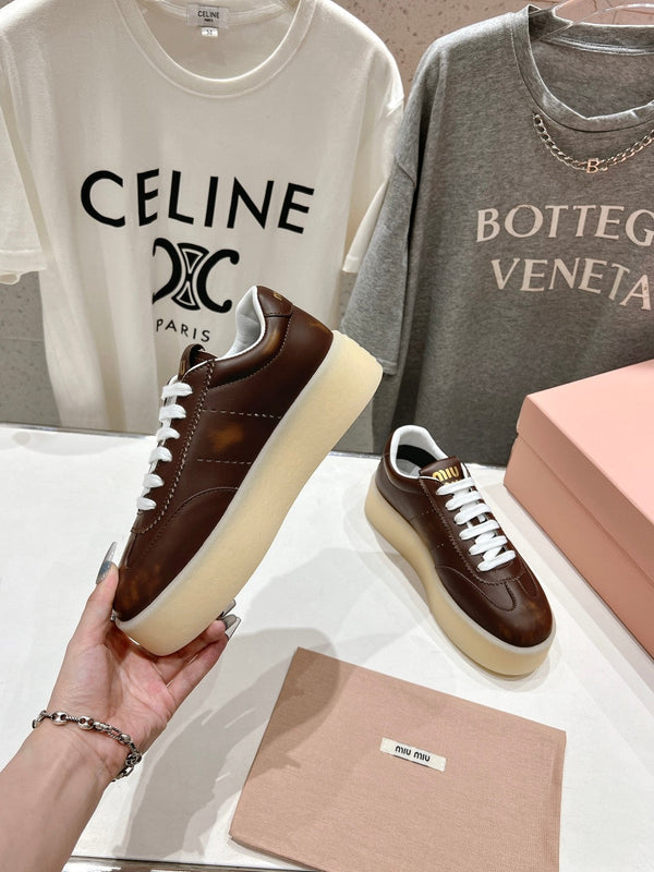 Miu Sneakers Dark Brown Cowhide