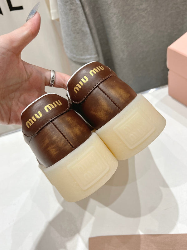 Miu Sneakers Dark Brown Cowhide