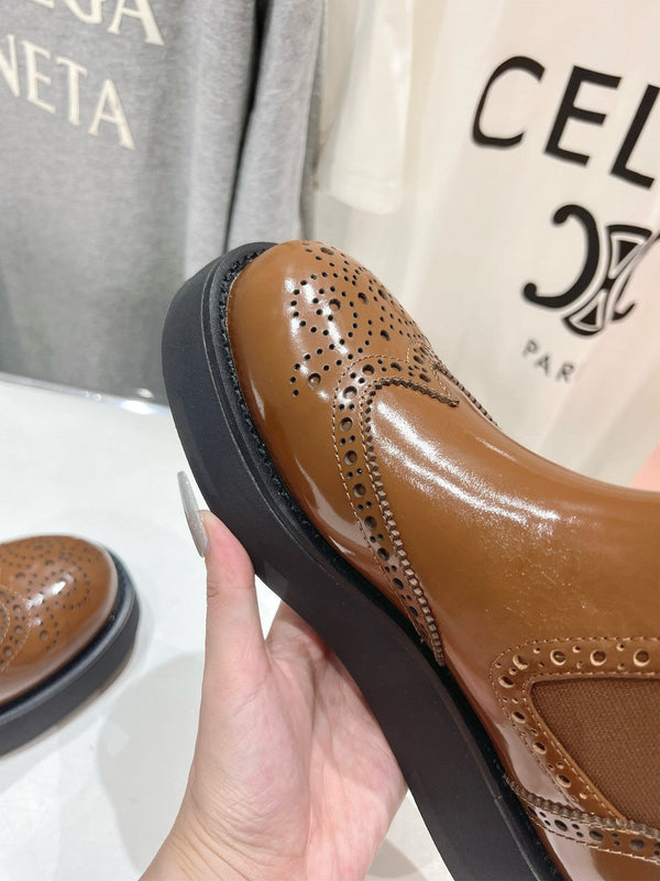 Miu Ankle Boots Caramel Brown Polished Calfskin