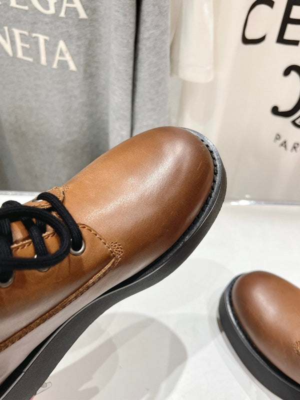 Miu Lace-Up Boots Vintage Brown Waxed Calfskin