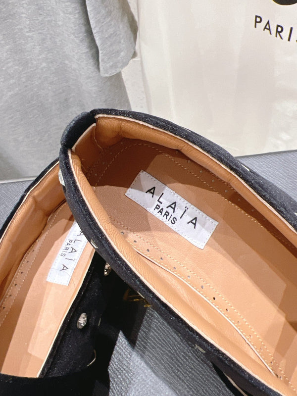Alaila Ballet Flats In Black Velvet With Rhinestones 972000