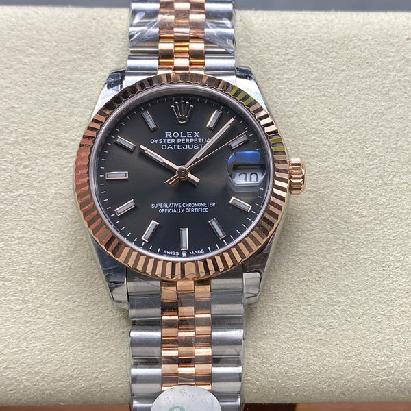 Datejust 31mm Pink Gold Steel Dark Grey Dial
