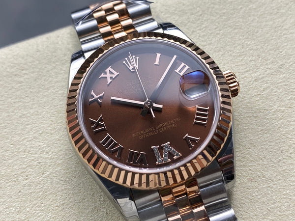 Datejust 31mm Pink Gold Steel Chocolate Dial