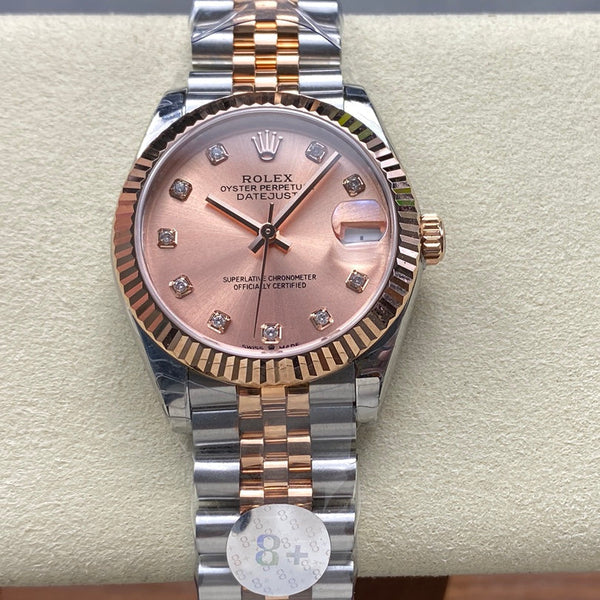 Datejust 31mm Pink Gold Steel Salmon Dial Diamond Numerals