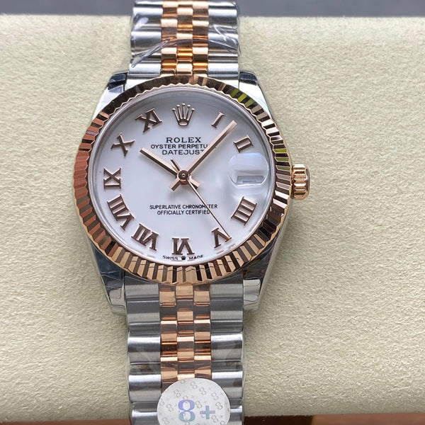Datejust 31mm Pink Gold Steel White Dial