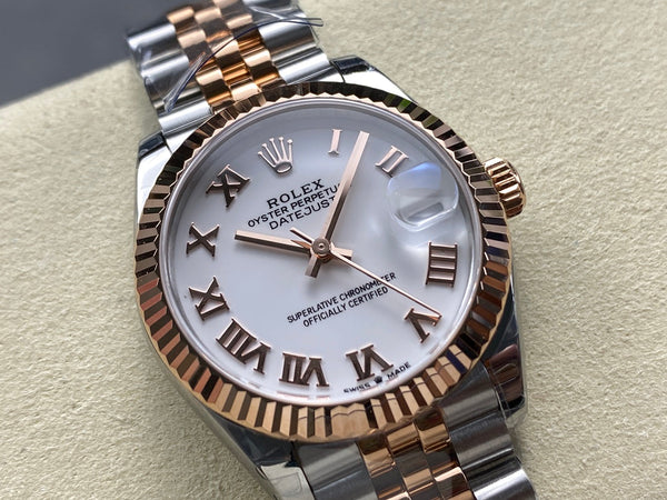 Datejust 31mm Pink Gold Steel White Dial