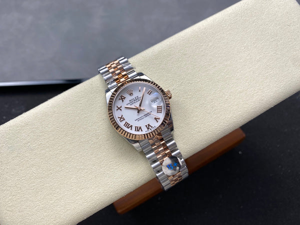 Datejust 31mm Pink Gold Steel White Dial