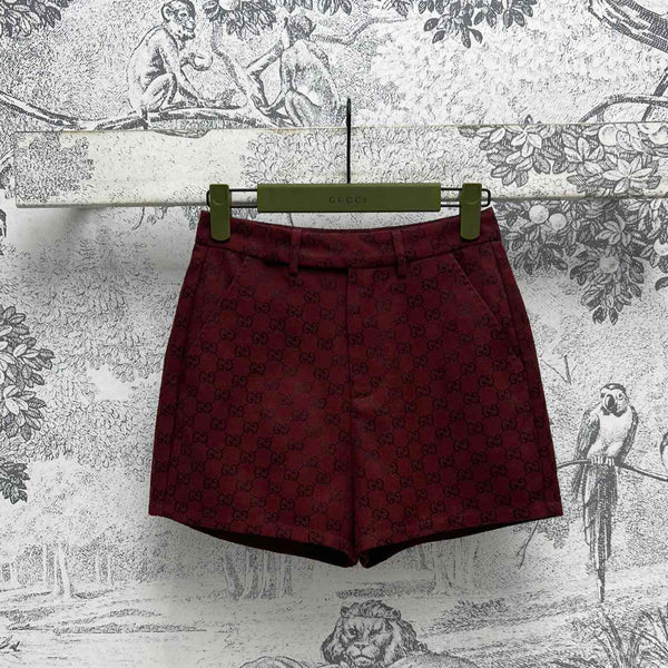 Gucci High Waist Short Red Jacquard Fabric