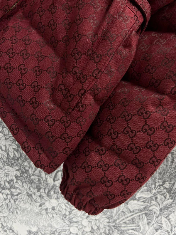 Gucci Down Jacket Red Jacquard Fabric