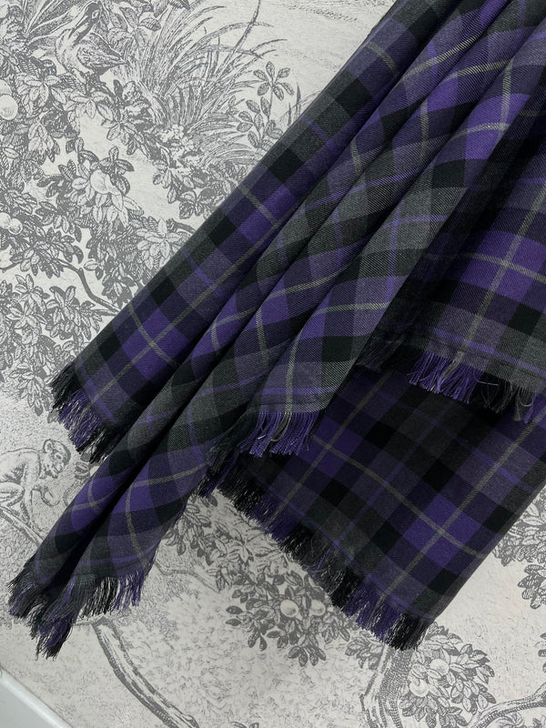 CD 25 Abito con scollo all'americana e schiena scoperta in tessuto di lana viola e nero