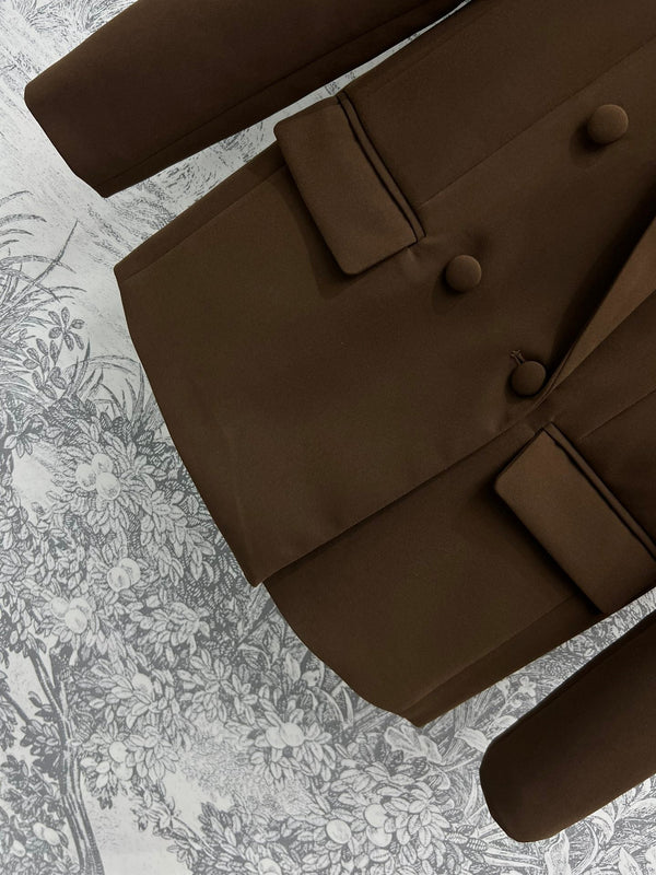 YSL 25 Suit Jacket Brown Wool Cotton