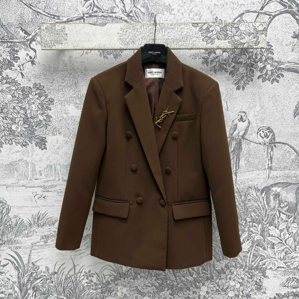 Giacca da abito YSL 25 in lana e cotone marrone