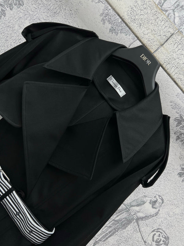 CD 25 Long Coat Black White Polyester