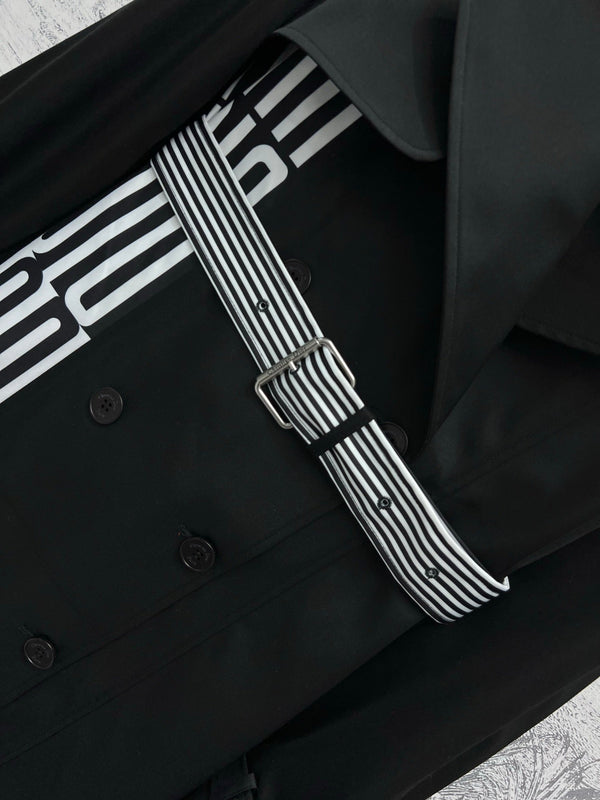 CD 25 Long Coat Black White Polyester