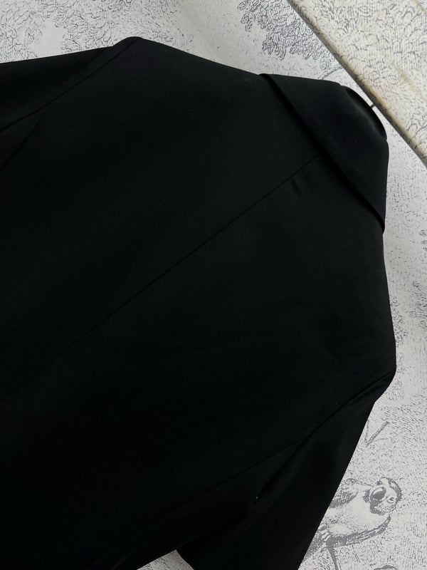 CD 25 Short-sleeved Suit Jacket Black White Polyester