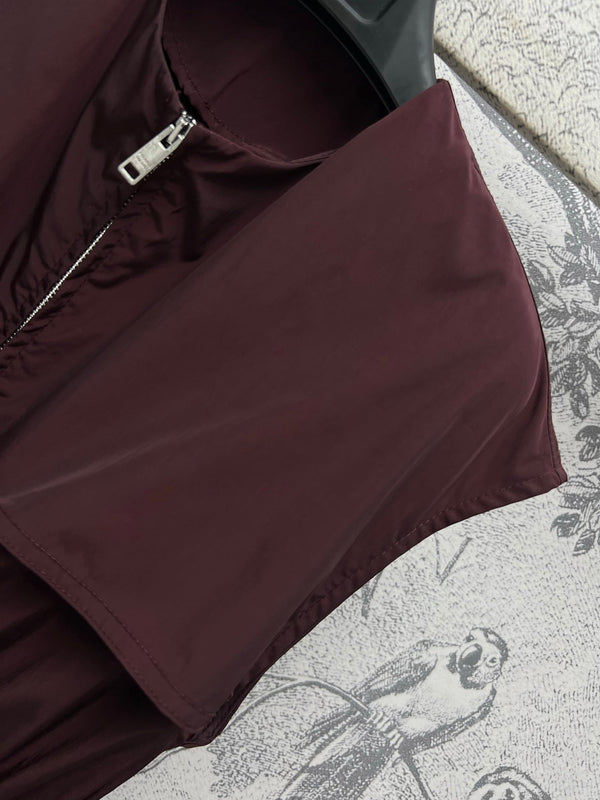 Prada 25 Sleeveless Waist Dress Red Burgundy Polyester