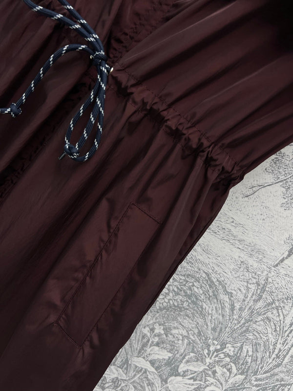 Prada 25 Sleeveless Waist Dress Red Burgundy Polyester