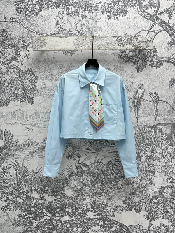 LV 25 Short Shirt Light Blue Cotton