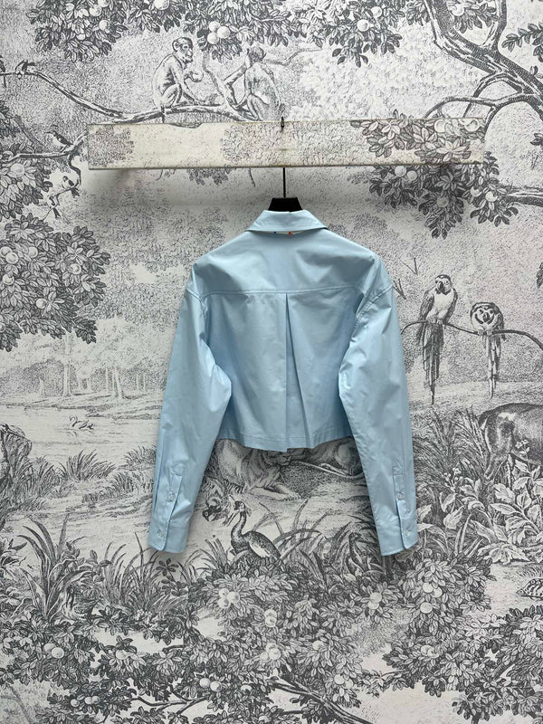 LV 25 Short Shirt Light Blue Cotton