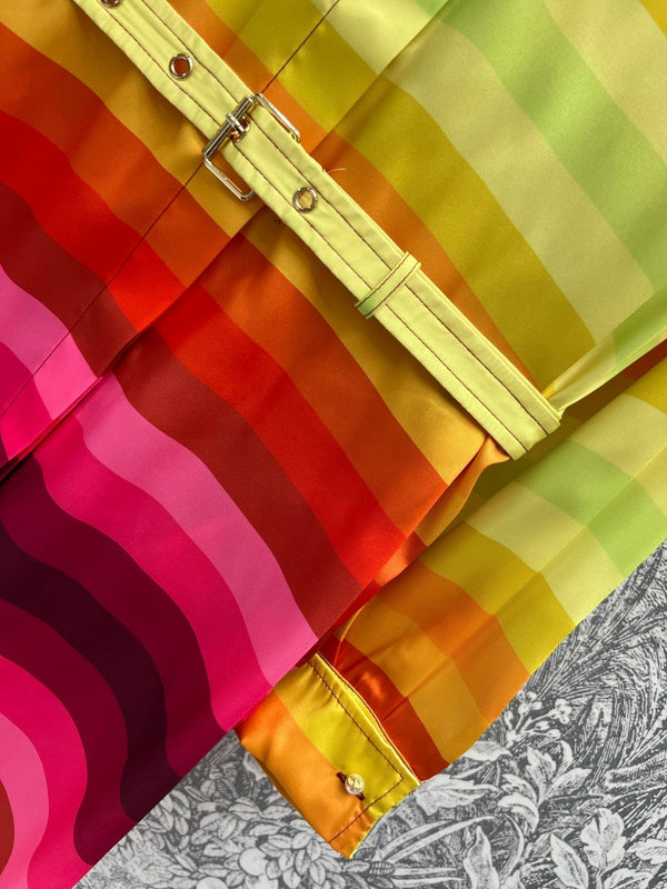 CD 25 Rainbow Stripes Shirt Dress Multicolor Polyester