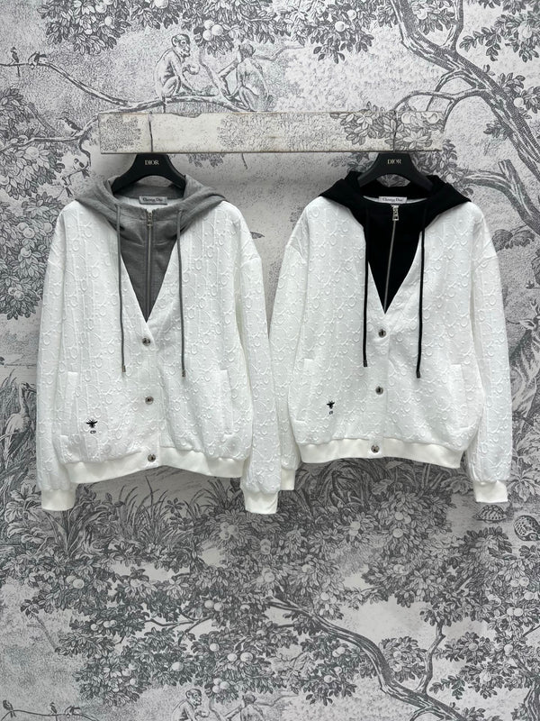 CD 25 Embossed Hoodie Jacket Polyester