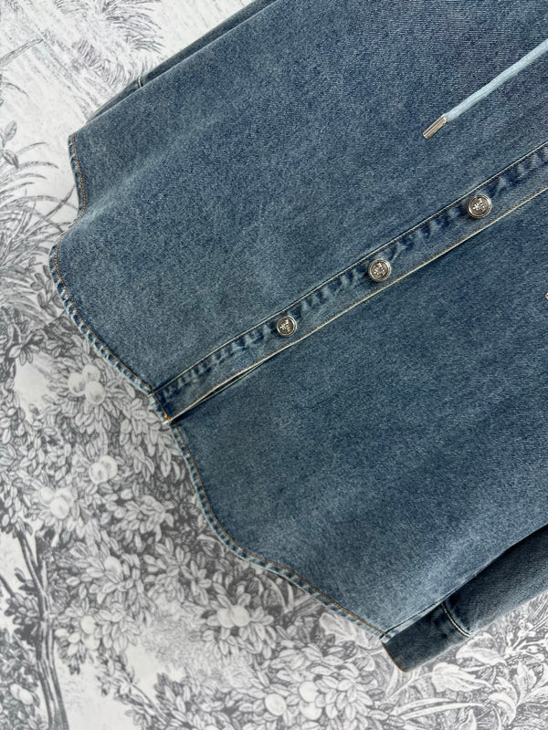 Prada 25 Hooded Denim Jacket Blue Cotton