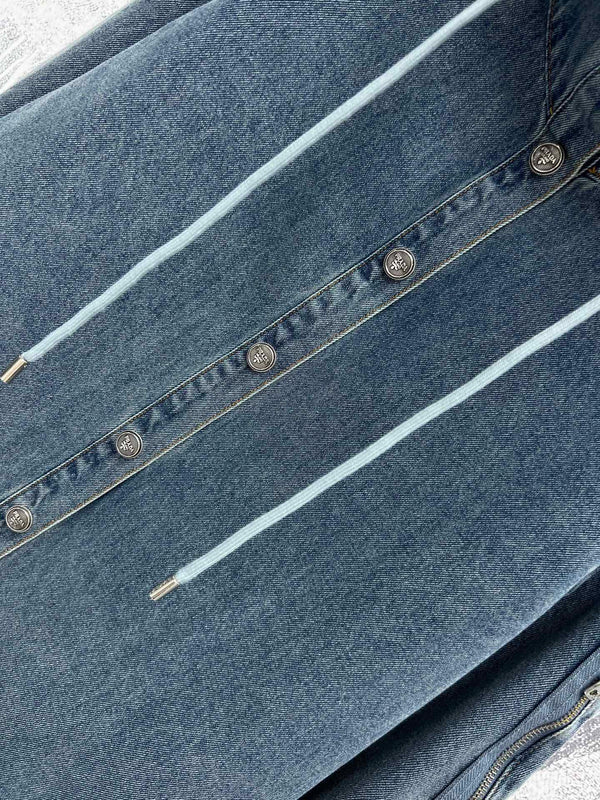 Prada 25 Hooded Denim Jacket Blue Cotton