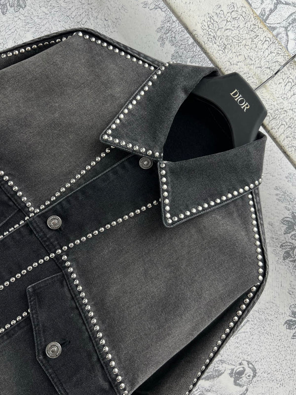 CD 25 Studded Jacket Black Cotton