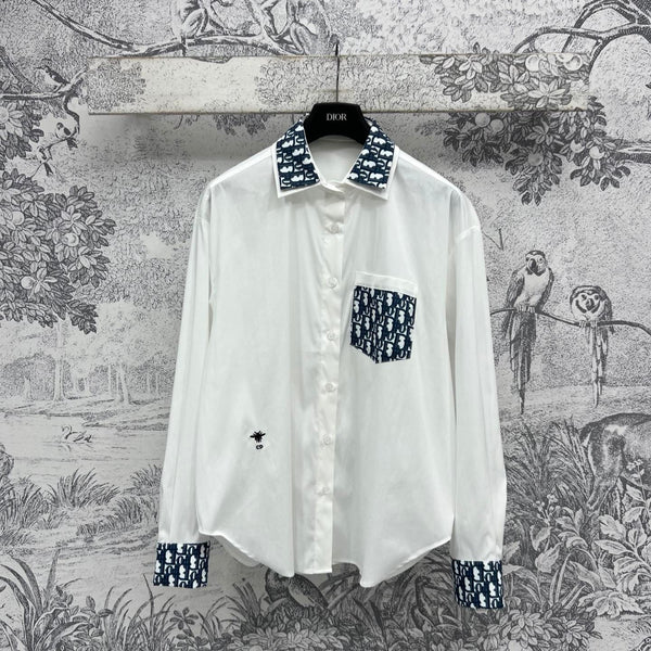 CD 25 Shirt White Blue Polyester