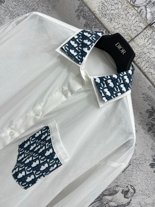 CD 25 Shirt White Blue Polyester