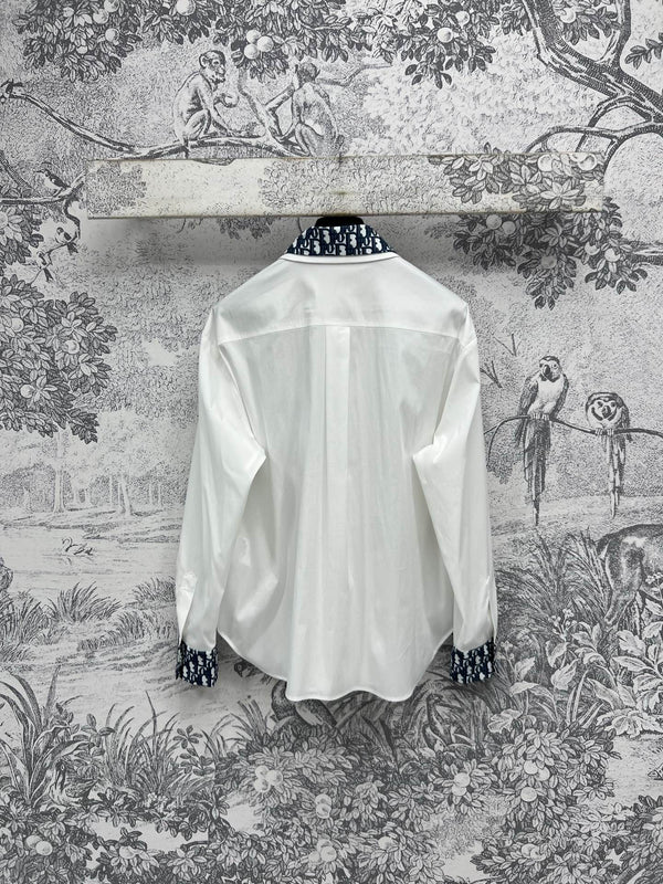 CD 25 Shirt White Blue Polyester