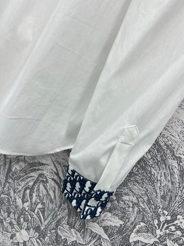 CD 25 Shirt White Blue Polyester