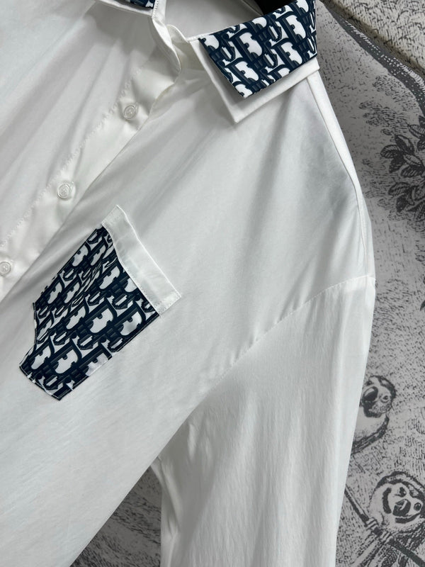 CD 25 Shirt White Blue Polyester