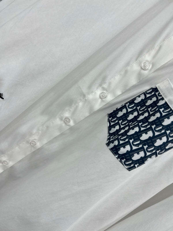 CD 25 Shirt White Blue Polyester