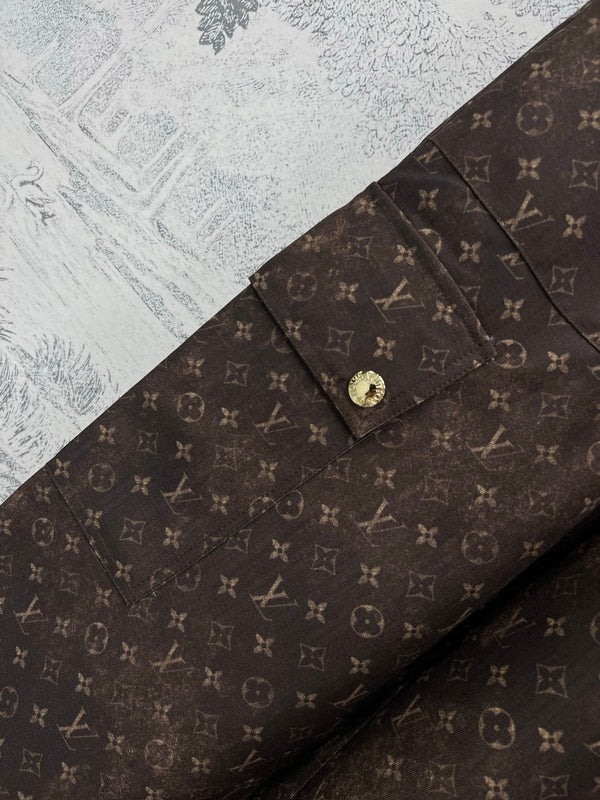 Pantaloni da lavoro dritti in jacquard monogramma LV 25 in poliestere marrone